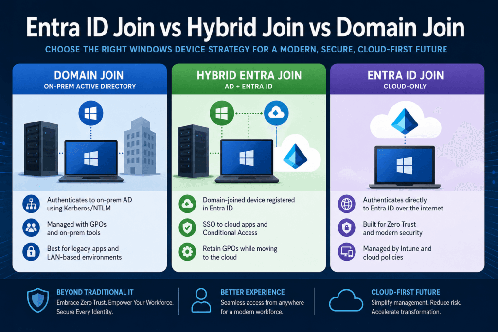 Entra ID Join Vs Hybrid Vs Domain Join: Full 2026 Guide